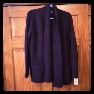 Cardigan with pockets, dark purple knit.